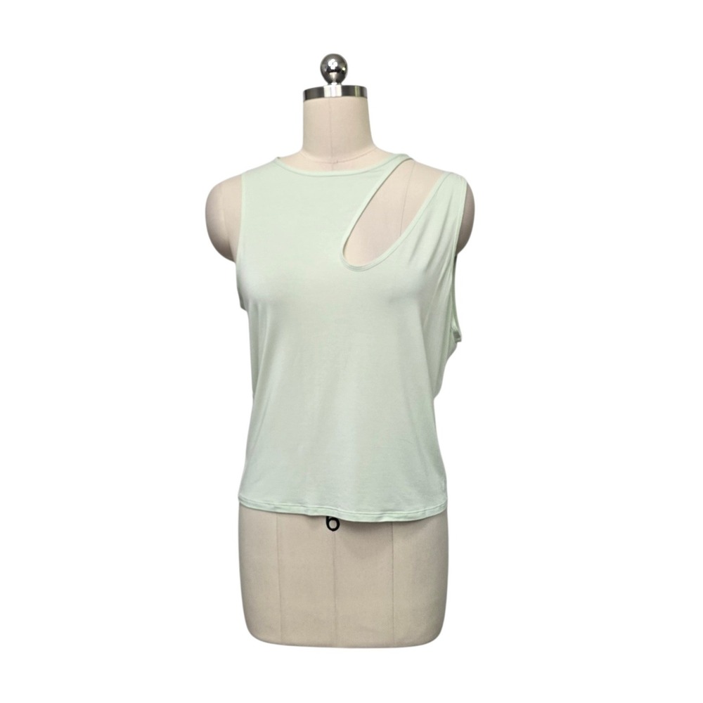 Lululemon Shoulder Cut-Out Yoga Tank Top Mint Green Silk Blend LW1EHSS Womens 10